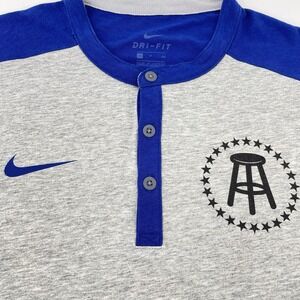 Barstool Sports Nike Raglan Henley Shirt Men's‎ S Gray Blue Dri-FIT 3/4 Sleeve